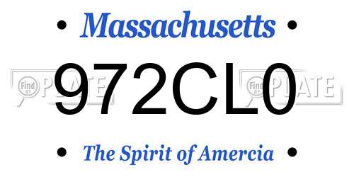 972CL0 Massachusetts License Plate