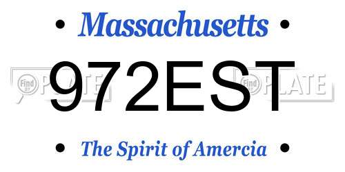 972EST Massachusetts License Plate