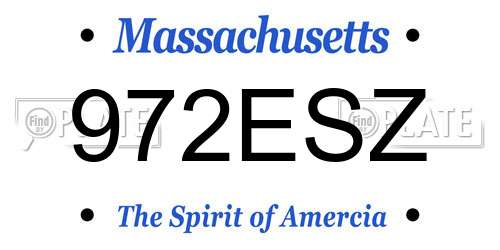972ESZ Massachusetts License Plate