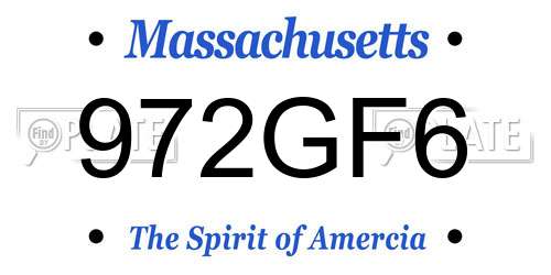 972GF6 Massachusetts License Plate