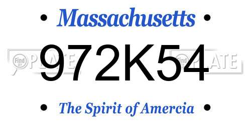 972K54 Massachusetts License Plate