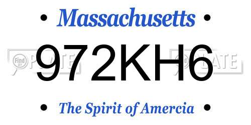 972KH6 Massachusetts License Plate