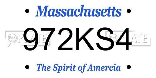 972KS4 Massachusetts License Plate
