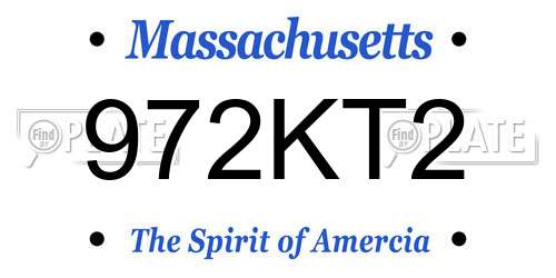 972KT2 Massachusetts License Plate