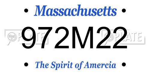 972M22 Massachusetts License Plate