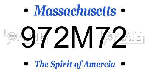 972M72 Massachusetts License Plate
