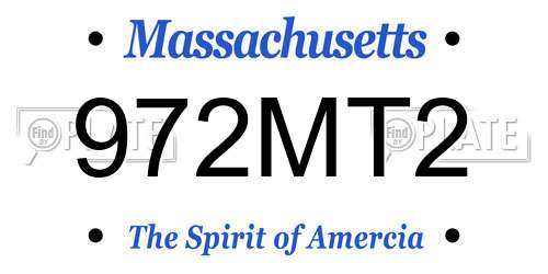 972MT2 Massachusetts License Plate
