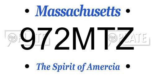 972MTZ Massachusetts License Plate