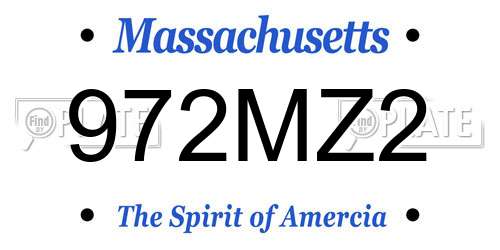 972MZ2 Massachusetts License Plate