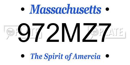 972MZ7 Massachusetts License Plate