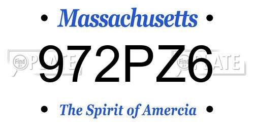 972PZ6 Massachusetts License Plate