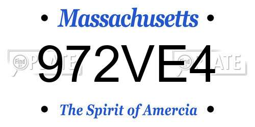 972VE4 Massachusetts License Plate