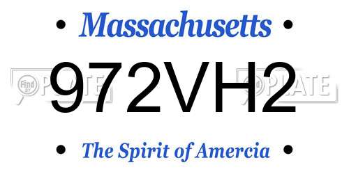 972VH2 Massachusetts License Plate