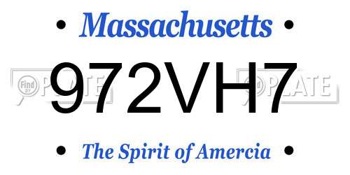 972VH7 Massachusetts License Plate