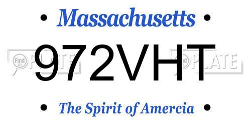 972VHT Massachusetts License Plate