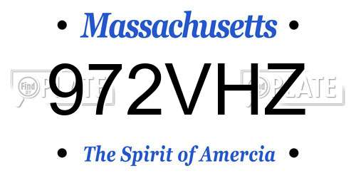 972VHZ Massachusetts License Plate
