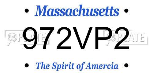972VP2 Massachusetts License Plate