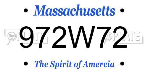 972W72 Massachusetts License Plate