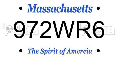 972WR6 Massachusetts License Plate