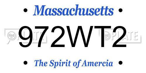 972WT2 Massachusetts License Plate
