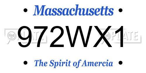 972WX1 Massachusetts License Plate
