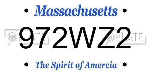 972WZ2 Massachusetts License Plate