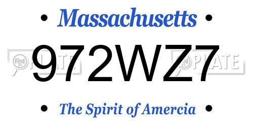 972WZ7 Massachusetts License Plate