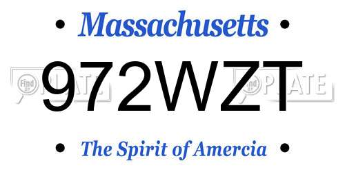 972WZT Massachusetts License Plate