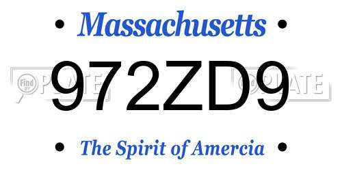 972ZD9 Massachusetts License Plate