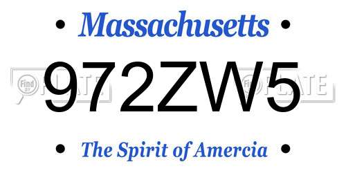 972ZW5 Massachusetts License Plate