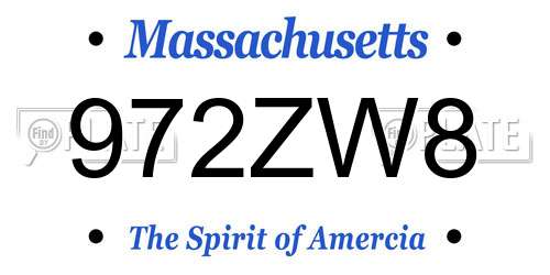 972ZW8 Massachusetts License Plate
