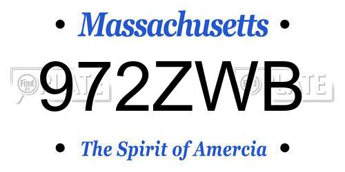 972ZWB Massachusetts License Plate