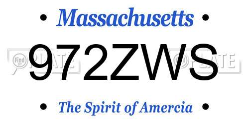 972ZWS Massachusetts License Plate