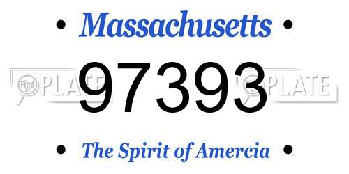 97393 Massachusetts License Plate