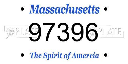 97396 Massachusetts License Plate