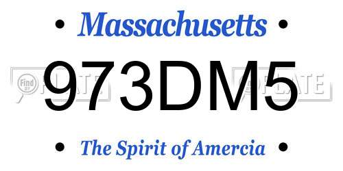 973DM5 Massachusetts License Plate