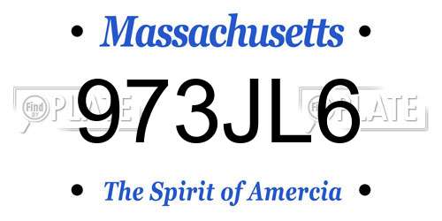 973JL6 Massachusetts License Plate
