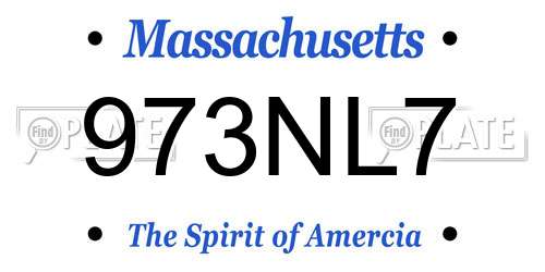 973NL7 Massachusetts License Plate