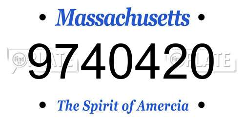 9740420 Massachusetts License Plate