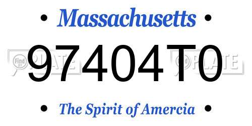 97404T0 Massachusetts License Plate