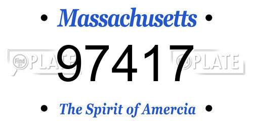 97417 Massachusetts License Plate