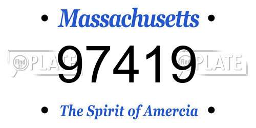 97419 Massachusetts License Plate