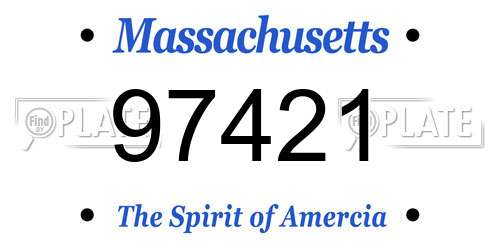 97421 Massachusetts License Plate
