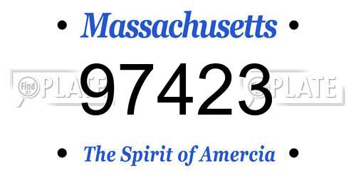 97423 Massachusetts License Plate