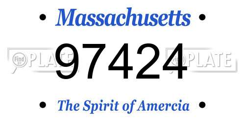 97424 Massachusetts License Plate