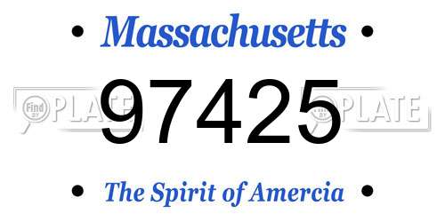 97425 Massachusetts License Plate