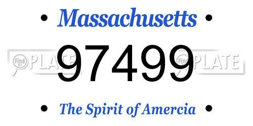 97499 Massachusetts License Plate