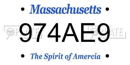 974AE9 Massachusetts License Plate