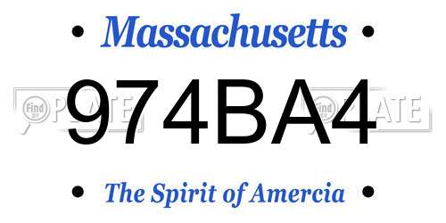 974BA4 Massachusetts License Plate