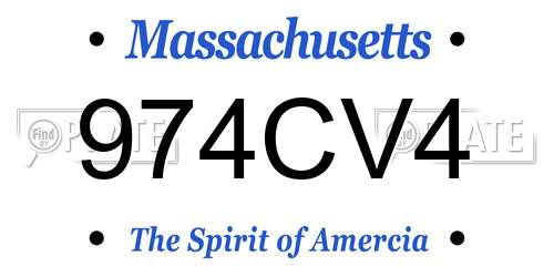 974CV4 Massachusetts License Plate
